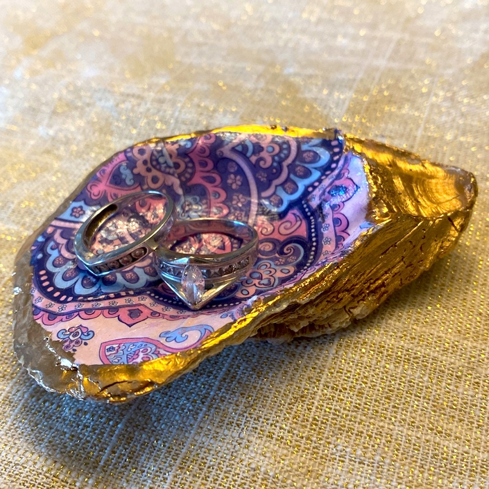 Oyster ring dish trinket holder handmade Hamptons